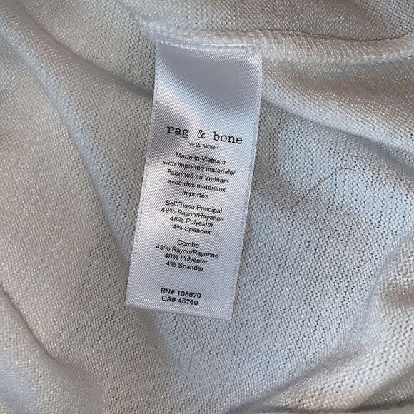 Rag and Bone The Knit Open Back Tee Shirt in White | Size M - Picture 8 of 9